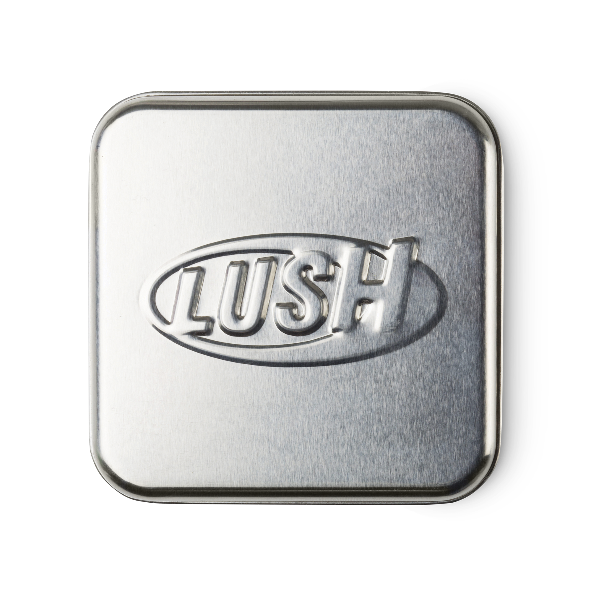 LUSH Square Tin Product Holder with solid bar inside.