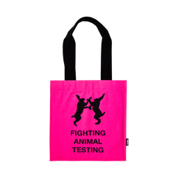 Detail shot of Fighting Animal Testing Tote Fluoro Pink.