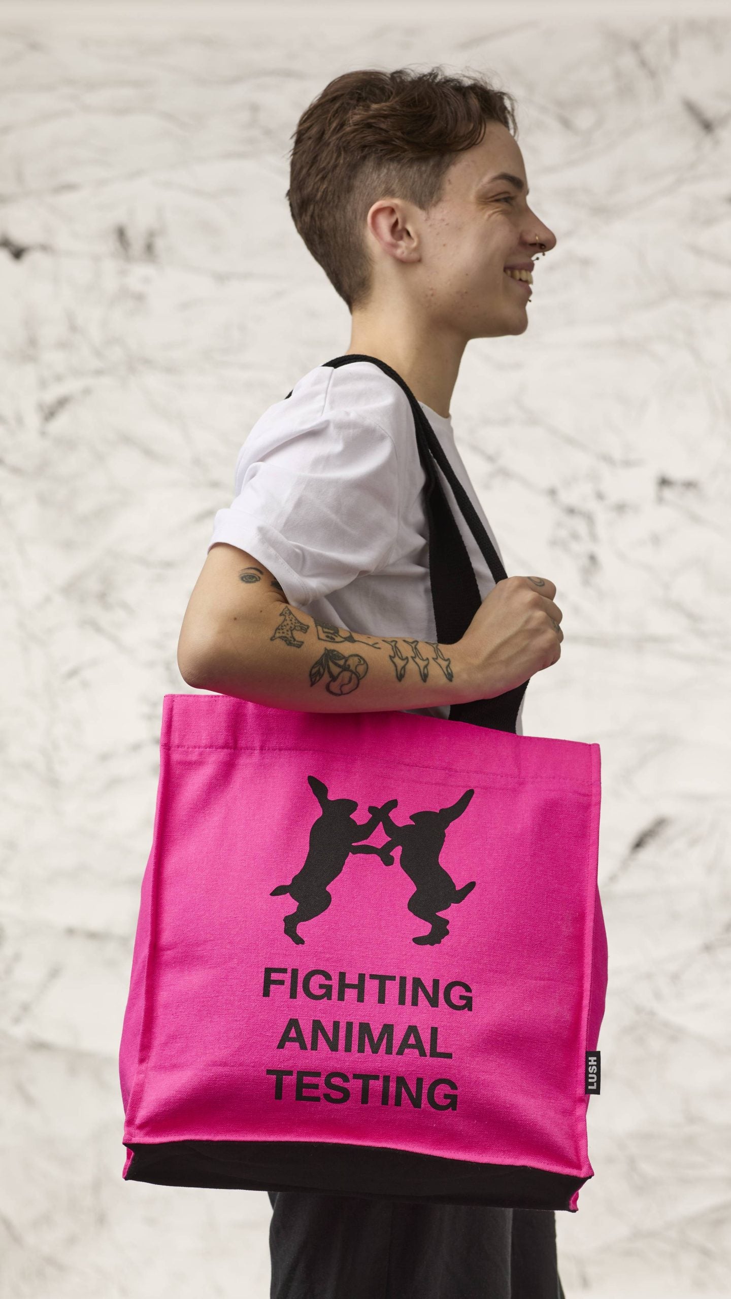 Fighting Animal Testing Tote - Fluoro Pink