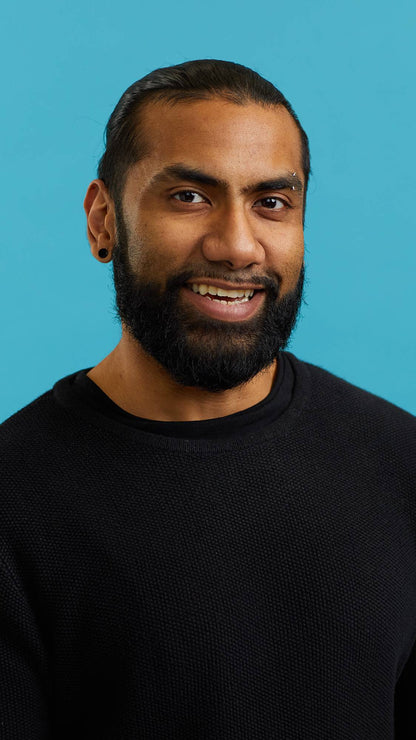 Man showing his teeth after using Lush&