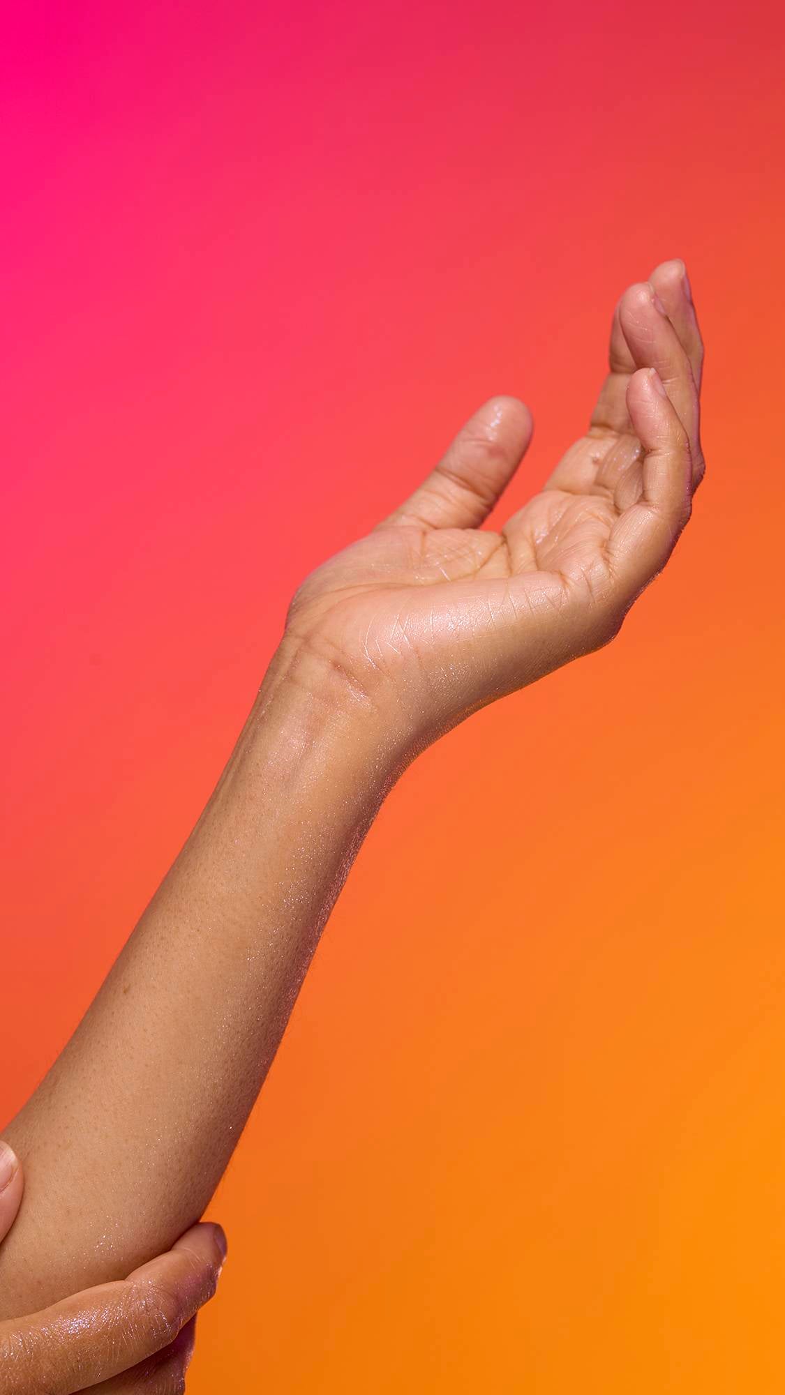 Hand after being sprayed with Lush&