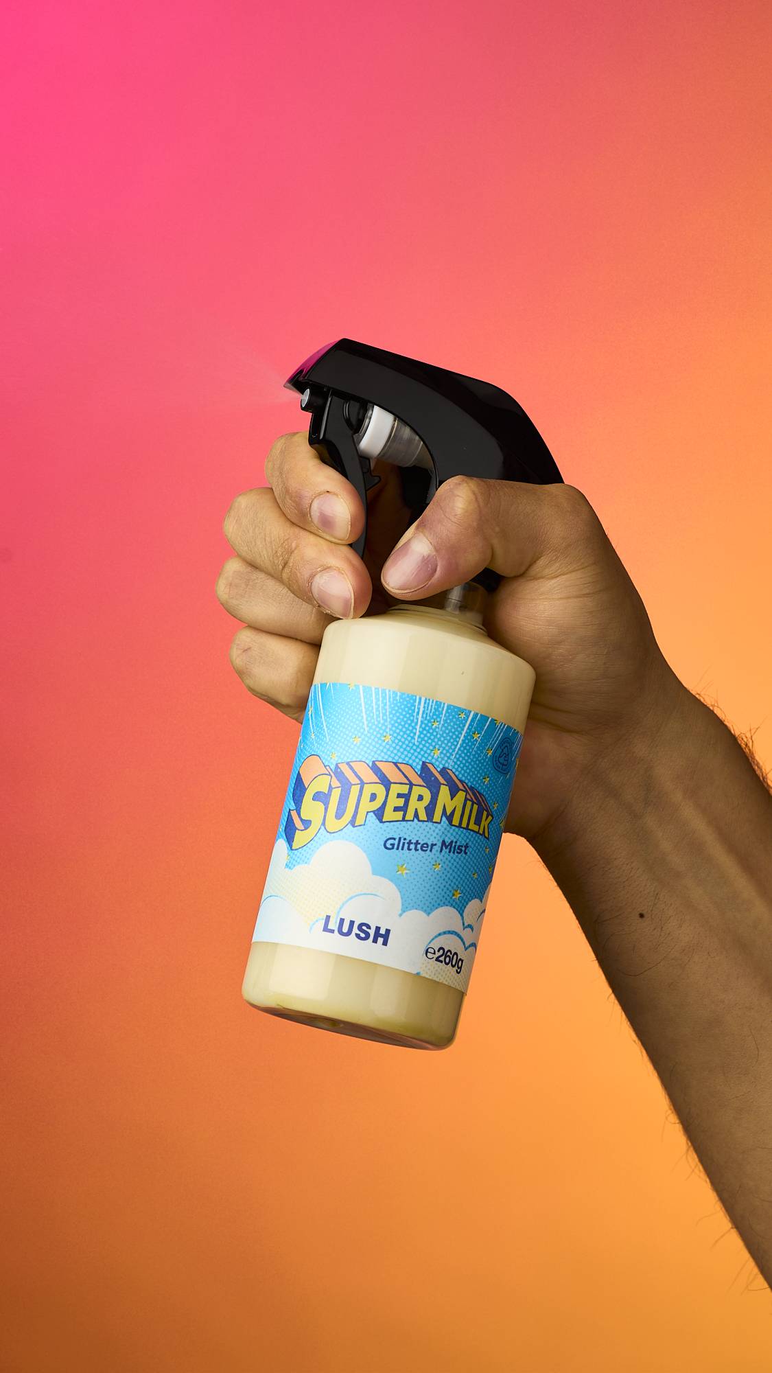 Person spraying Lush&