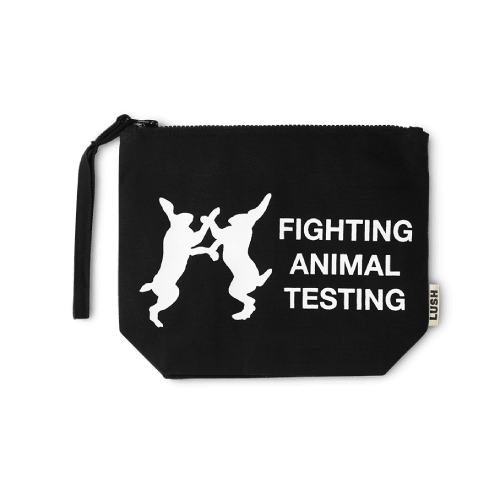 FAT Cosmetic Pouch with “Fighting Animal Testing” print