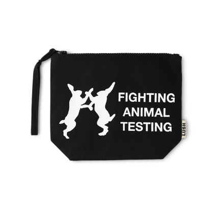 FAT Cosmetic Pouch with “Fighting Animal Testing” print