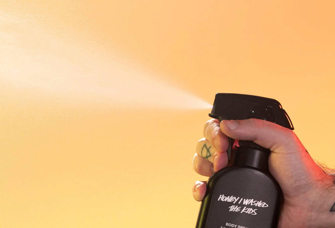 Hand spraying fine mist from Lush&