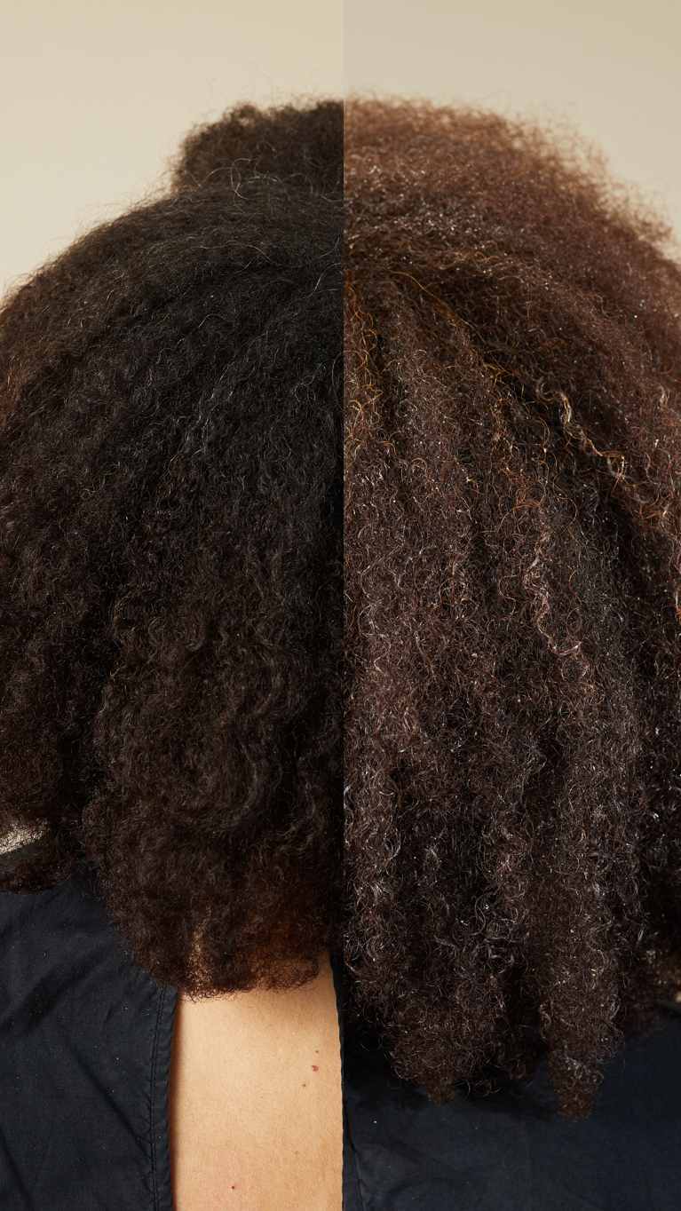 Hair comparisons before and after using Lush&