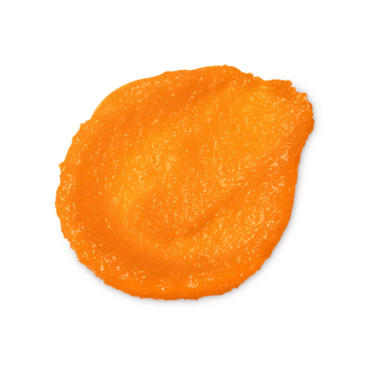 A swatch of bright orange, thick with sea salt, Orange body scrub.