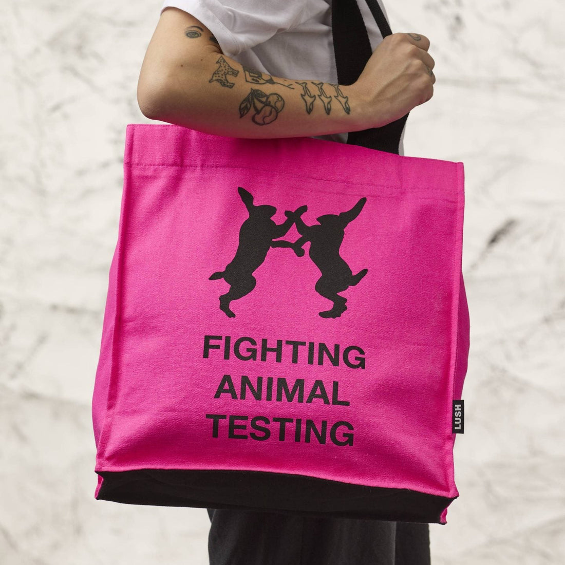 Fighting Animal Testing Tote - Fluoro Pink