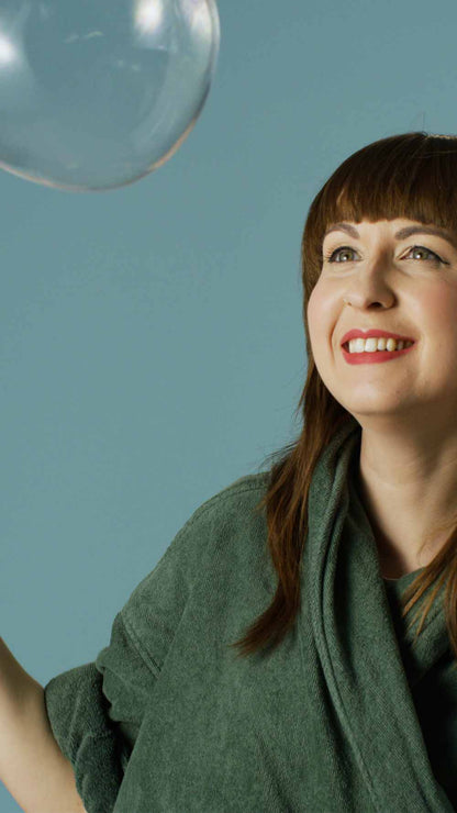 Woman staring at bubble