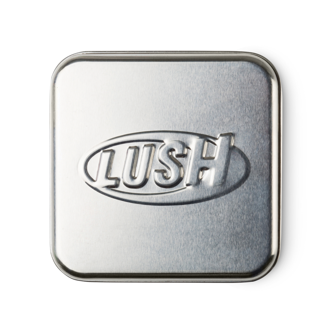 LUSH Square Tin Product Holder with solid bar inside.